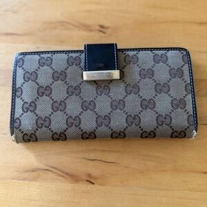 Gucci Beige and Brown Monogram Wallet